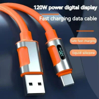 Kabel Pengecasan Pantas, 120W, USB A ke Jenis C, Talian Pengecasan Silikon Tebal, Untuk Xiaomi, [JIM