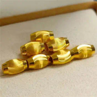 1PCS Pure 999 24k Yellow Gold Bead DIY Gift 3D Cat's Eye Shining Long Bead Pendant About 0.2g
