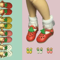 BJD Doll shoes Suitable for Blythe ob24 size Doll retro Mori Tie Strawberry Shoes Doll accessories