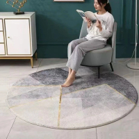 House Deco 吾所飾室 幾何抽象圓形仿羊絨地毯160cm(北歐跨境客廳地毯臥室床邊衣帽間圓形加厚大面積圓毯)