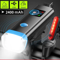 Bicycle Front Lights Auto Shut Off Super Bright USB Rechargeable Set LED Mount Bike Light Waterproof Headlight Flashlight Horn