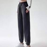【巴黎精品】現貨+預購 休閒褲寬管長褲(高腰垂感皮標束腳女褲子4色v1bb1)