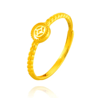 【金緻品】黃金戒指 榖錢豐收 0.39錢(5G工藝 純金女戒 錢幣 古錢 銅錢 招財 麻花 車花 古典)