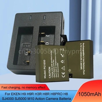 1050mAh PG1050 SJ4000 sj5000 sj6000 sj7000 Battery + Dual charger for SJCAM SJ8000 SJ9000 M10 EKEN 4K H8 H9 GIT-LB101