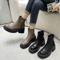 รองเท้าบูทมาร์ติน ไซส์ใหญ่ 35-43 ส้นหนา รองเท้าบูทสั้นซิปหลัง อเนกประสงค์ สำหรับผู้หญิง แฟชั่น สกินน