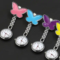 Pocket Watch Brilliant Butterfly Shaped Clip on Watch Fashion Clip-on Fob Brooch Pendant Hanging Quartz Pocket Watch Nurse Watch