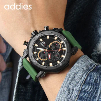 addies Men Quartz Wristwatch Fashion Luxury Male Waterproof Sport Watches Man Calendar Business Silicone Straps Luminous Watch