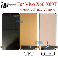 Oled/TFT Black 6.56 inch For Vivo X60 V2045 V2046A / Vivo X60t V2085A LCD Display Touch Screen Digitizer Assembly Replacement