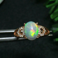 925 Sterling Silver White Gold Plated Rose Gold Natural Australian Opal Ring 925 Sterling Silver Live Mouth