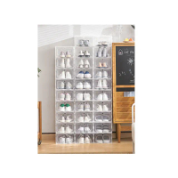 【品屋】折疊透明鞋盒（6入）(翻蓋收納鞋盒 簡易組裝 牢固疊放 防塵防潮 彈性塑膠片 潮鞋收藏 球鞋收納)