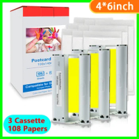 3 Ink Cartridges and 108Sheets Paper KP 108IN KP-36IN KP-108 Compatible for Canon Selphy CP1300 CP1200 CP910 CP900 Photo Printer
