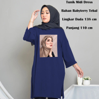 TUNIK BASIC OVERSIZE   HIJAB BROWN  / MIDI DRES LD 138 CM /TUNIK JUMBO /TUNIK OVERSIZE WANITA