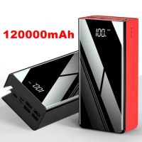 120000mAh Power Bank Full Mirror Screen Portable Fast Charger Powerbank External Battery Pack Poverbank Mi iPhone 12