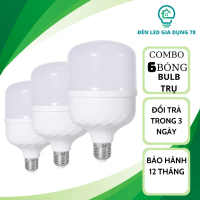 Combo 6 bóng đèn bulb trụ 15W, 20W, 30W combo 3 bóng 40W, 50W, 60W chống nước, tiết kiệm điện.