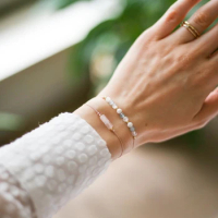 Fertility Goddess: Handmade bracelet set with rose quartz, aquamarine and moonstone. Birth support