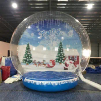 Advertising Snow Globe Photo Booth On Sale Customized Backdrop Inflatable Globe Snow Bubble Dome With Fan Human Size Globe