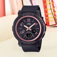 【CASIO 卡西歐】BABY-G 閃亮水晶 迷人緞帶 黑 41.5mm(BGA-290RA-1A)