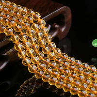 養晶黃水晶64面128刻面切面散珠子半成品DIY手工串珠手鏈項鏈配件