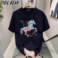 COD TIDE BEAR เสื้อยืดแฟชั่นสำหรับผู้ชายพิมพ์ลายเสื้อยืดผ้าฝ้ายลำลองรอบคอหลวมแขนสั้นS-5XL