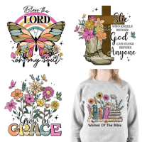 Christian Flowers Jesus Bible Bless The Lord Of My Soul God Says You Are Grow In Grace Designs DTF Transfer Stickers For Hoodies