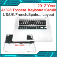 Original Laptop Keyboard For Macbook Pro FR RU SP AR US UK Topcase A1398 2012 Keyboard Backlight Top Case Cover German Russian