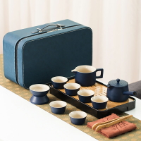 旅行茶具套 日式便攜式旅行功夫茶具套裝黑陶簡約家用戶外小套禮品定製【YS556】