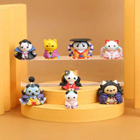Wanno Country Mini One Piece Cos Cat, ฟิกเกอร์ 4 ซม., ชุด 8 ชิ้น, คอสเพลย์แมว, เครื่องประดับ Kaidou 