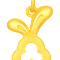 Pure 999 24K Yellow Gold Pendant Women 3D Gold Bunny Necklace Pendant