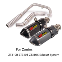 Full System for Zontes ZT310R ZT310T ZT310X Motorcycle Header Middle Link Pipe Slip On 51mm Muffler Escape Removable DB Killer