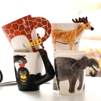 3D立體動物馬克杯大容量手繪陶瓷喝水杯可愛創意個性牛奶咖啡杯子