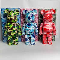 Camouflage Shark Bearbrick 400% 28cm Blue Red Green Best Selling Be@rbrick ABS Plastic Joint Rotation with Sound Gift Figure