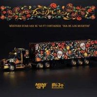 MINI GT 1:64 Western Star 49X w/ 40 Ft Container Dias De Los Muertos MJ Exclusive LHD Diecast Model 