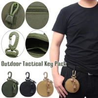 Outdoor Coins Purse Keychain Bag Pouch Tactical Round Wallet Portable Mini Coin Bag Key Holder Fanny Pack Belt Accessories