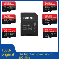 SanDisk-Extreme Pro Flash Memory Card 128GB 64GB Micro SD Card, SDXC UHS-I 512GB 256GB, 64GB U, V30, TF Adapter for Camera, DJI