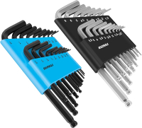 36-Piece Hex Key Allen Wrench Set with Ball End - SAE/Metric Sizes and 2 Storage Cases (New 36-Piece