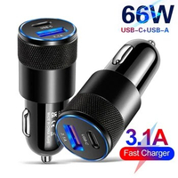 66W PD Car Charger USB Type C Fast Charging Car Phone Adapter for iPhone 14 13 12 Xiaomi Huawei Samsung S21 S22 Quick Charge