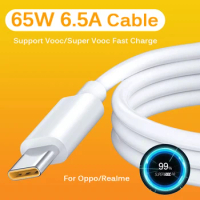 6.5A 65W USB Type C Super-Fast Charge Cable Super Vooc Dart Cord for Realme 9i 9 Pro 8 7 X7 X50 GT GT2 OPPO Find X5 X3 N Reno 7