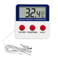 Refrigerator Fridge Thermometer Digital Freezer Room Thermometer Max/Min Record Function LCD Screen &amp; Magnetic Back