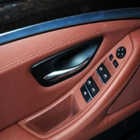 4PCS Car Interior Door Handle Inner Door Panel Pull Trim Cover Red-Brown For BMW 5 series F10 F11 F18