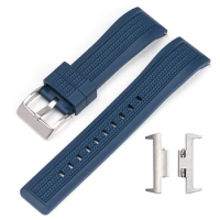 22MM Liquid Silicone Watch Strap +12MM Converter For Tissot PRX Super Player Watch Band Replace silver buckle Straps Accessories
