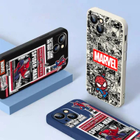Marvel Spider Man Comics Logo For iPhone 15 14 13 12 11 Pro Max 13 12 Mini 6 6S 7 8 Plus Phone Case Soft Liquid Silicone Cover