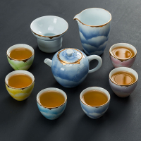 陶瓷功夫茶具套裝有田燒套組家用送禮盒茶壺蓋碗手繪6色茶杯描金