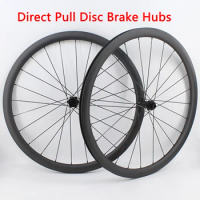 New 700C Road Bike Matt UD Full Carbon Fibre Wheelset Disc Brake Direct pull hubs Tubular Clincher Tubeless Rims