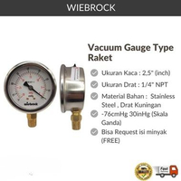 Vacuum Gauge WIEBROCK 2,5" Inch -76cmHg -30inHg drat 1/4 Stainless / Vacum Gauge