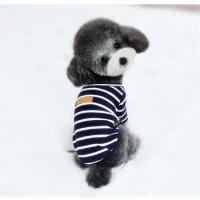 dog's clothes Summer t-shirt Striped thin section for comfort Teddy Bear Small Dog Pet Clothes Stylish and cute