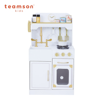 Teamson凡爾賽精緻木製玩具廚房(附11配件) -白金款