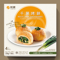 任選-田家拉餅 千層三星蔥烤餅(220g/4入裝/盒)