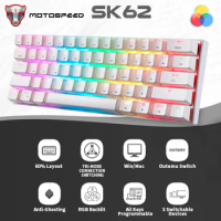 Motospeed SK62 Mechanical Gaming Keyboard 61 Key Bluetooth/2.4G Wireless / USB Mechanical Keyboard RGB Backlight for Compute PC