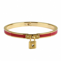 Kate Spade lock and spade字母LOGO桃心鎖設計釦式手環(紅x金)