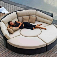 Designer Outdoor Furniture Nordic Rattan Outdoor Sofas Combination Bed Villa Garden Patio Leisure Lounge Chair Set Home Sofa Bed